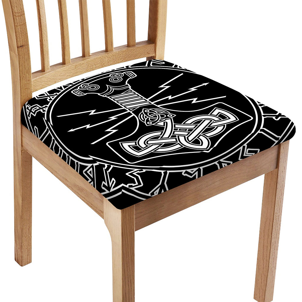 Mjolnir And Younger Futhark Print Chair Cushion Cover