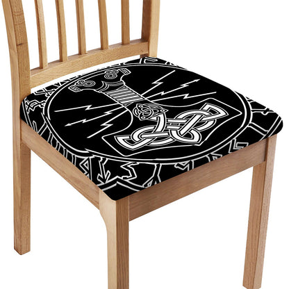 Mjolnir And Younger Futhark Print Chair Cushion Cover