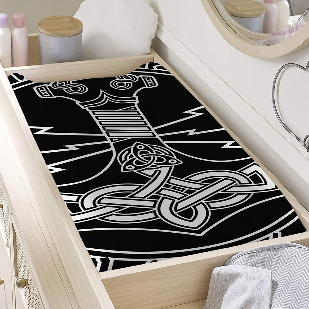 Mjolnir And Younger Futhark Print Changing Pad Cover