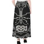Mjolnir And Younger Futhark Print Chiffon Maxi Skirt