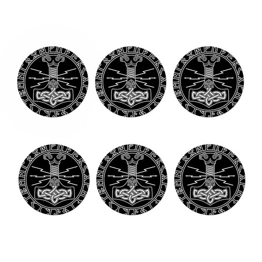Mjolnir And Younger Futhark Print Coaster Set