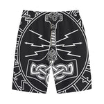 Mjolnir And Younger Futhark Print Cotton Shorts