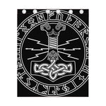 Mjolnir And Younger Futhark Print Curtain
