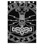 Mjolnir And Younger Futhark Print Curtain