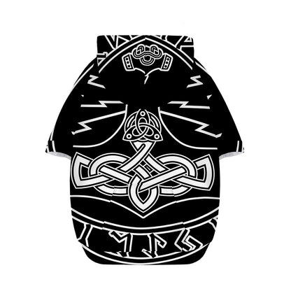 Mjolnir And Younger Futhark Print Dog Zip Up Hoodie