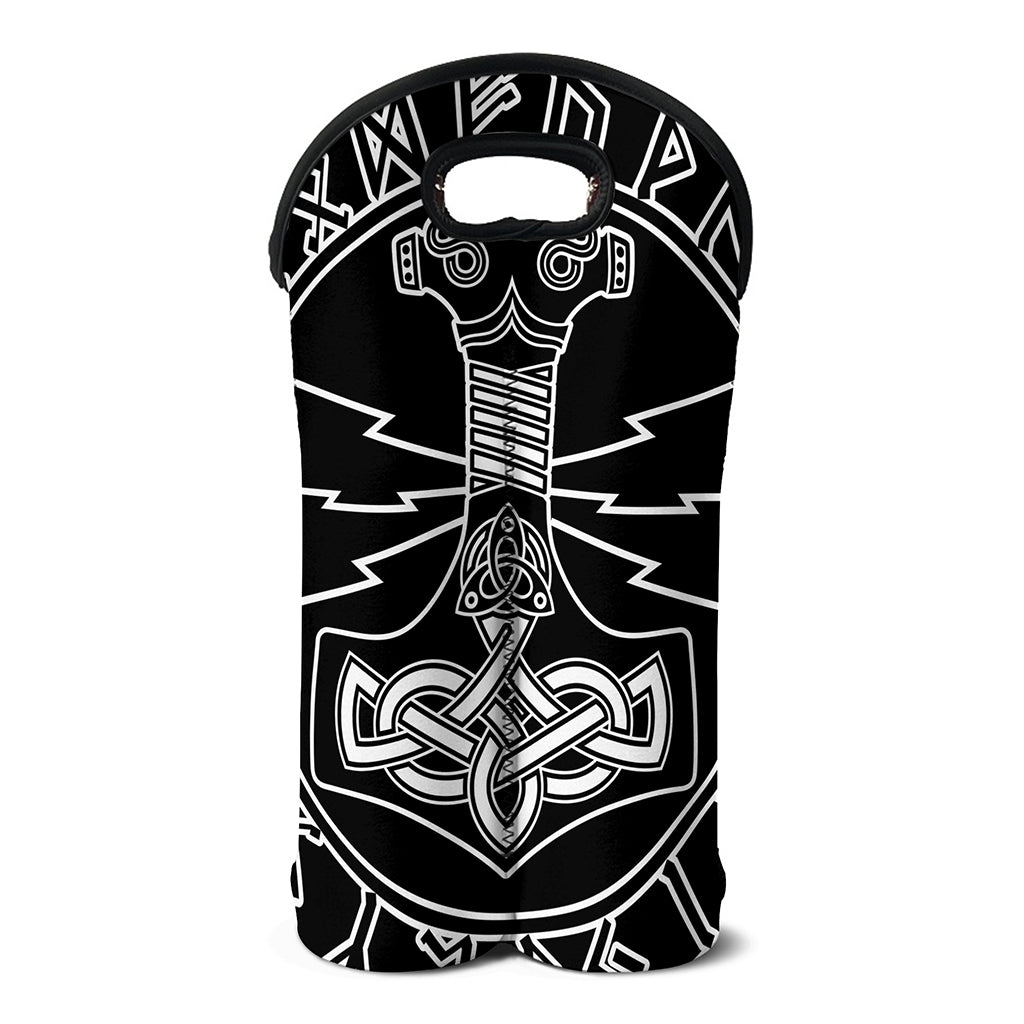 Mjolnir And Younger Futhark Print Double Neoprene Wine Tote