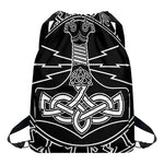 Mjolnir And Younger Futhark Print Drawstring Backpack