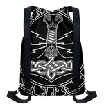 Mjolnir And Younger Futhark Print Drawstring Backpack