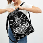Mjolnir And Younger Futhark Print Drawstring Backpack
