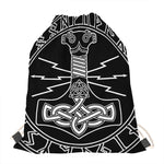 Mjolnir And Younger Futhark Print Drawstring Bag