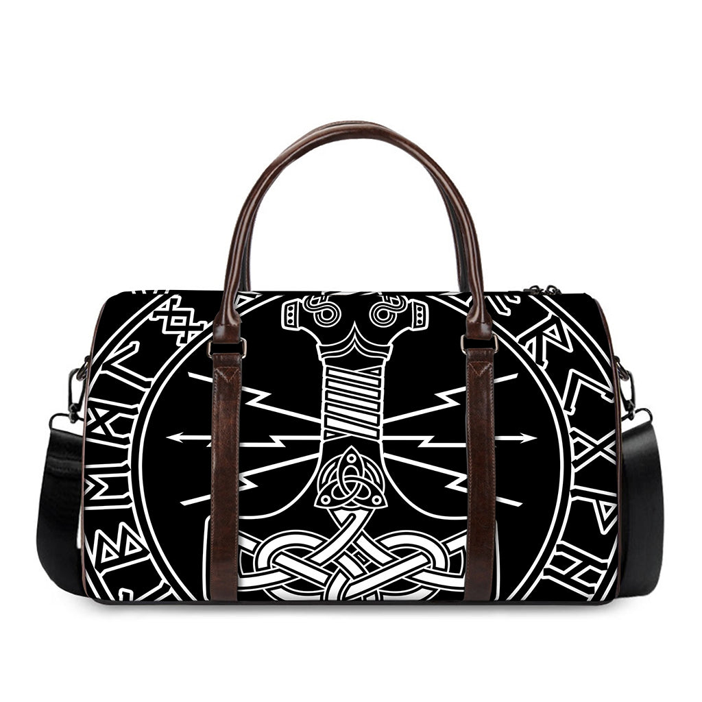 Mjolnir And Younger Futhark Print Duffle Bag