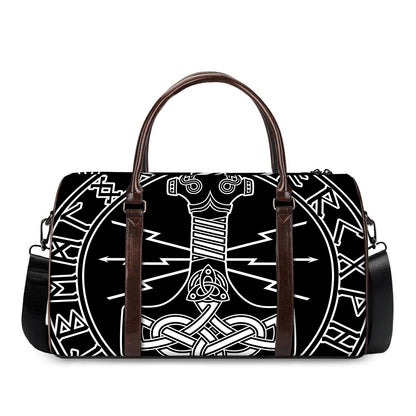 Mjolnir And Younger Futhark Print Duffle Bag