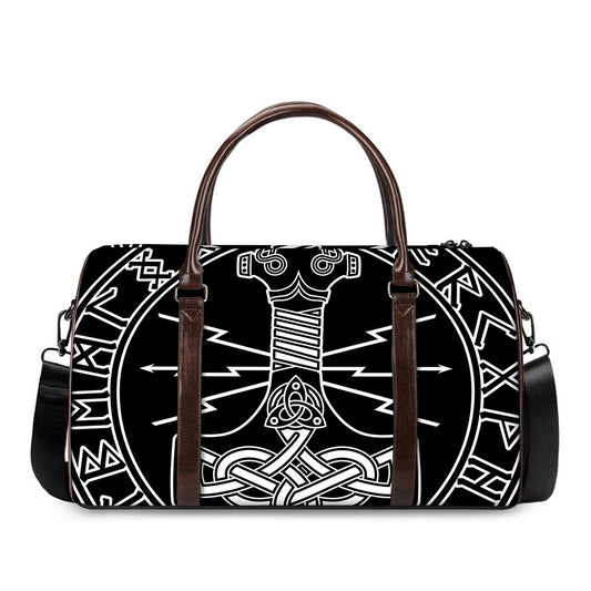 Mjolnir And Younger Futhark Print Duffle Bag