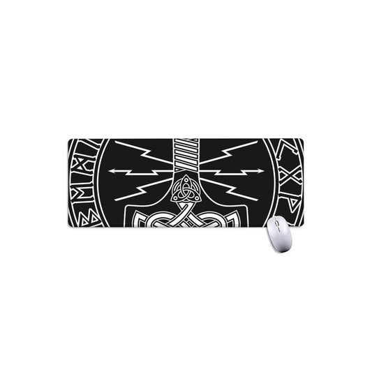 Mjolnir And Younger Futhark Print Extended Mouse Pad