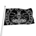 Mjolnir And Younger Futhark Print Flag