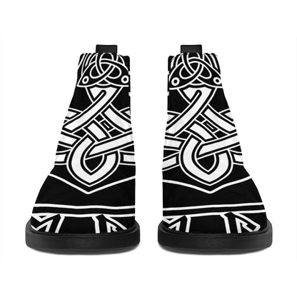Mjolnir And Younger Futhark Print Flat Ankle Boots