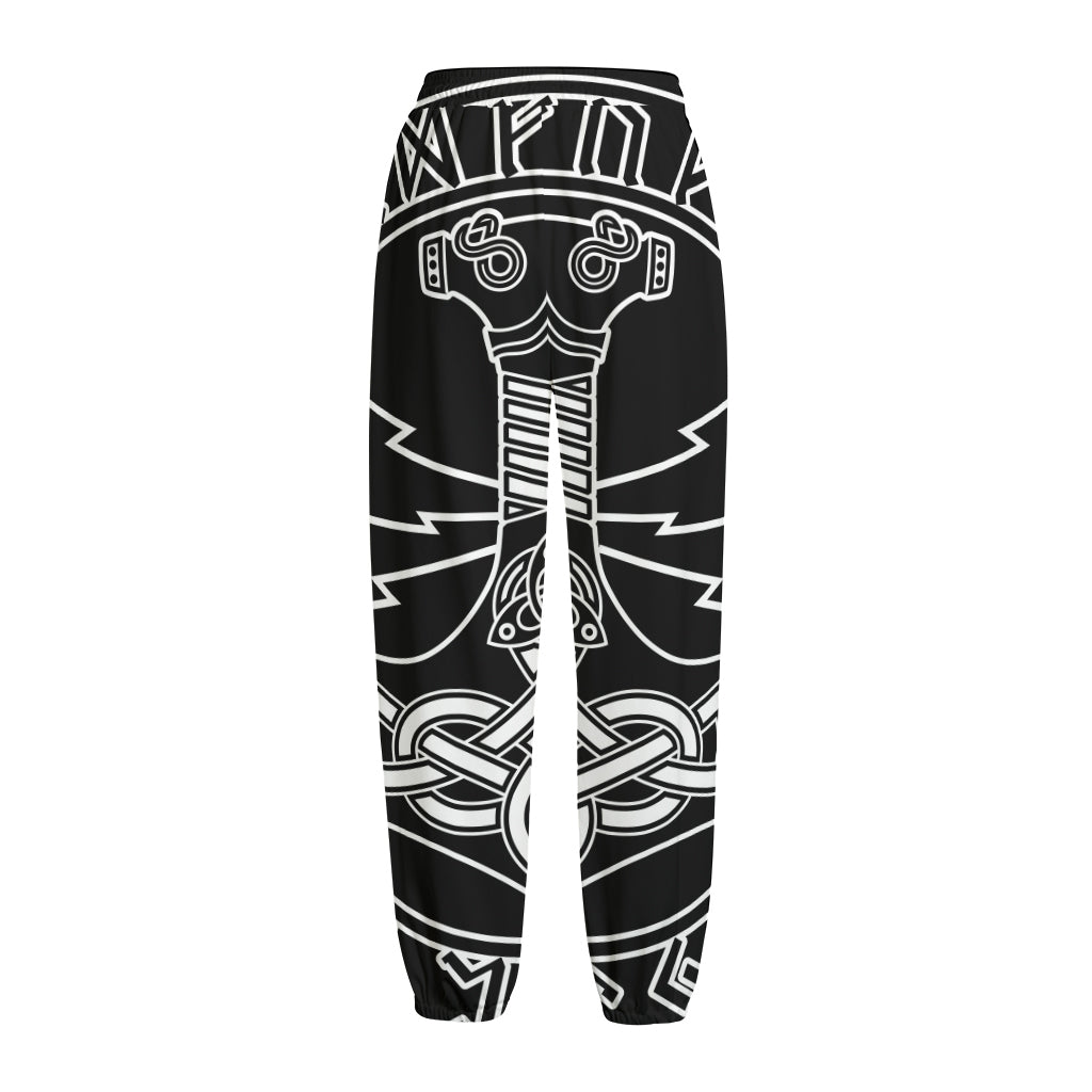 Mjolnir And Younger Futhark Print Fleece Lined Knit Pants