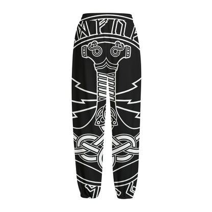 Mjolnir And Younger Futhark Print Fleece Lined Knit Pants