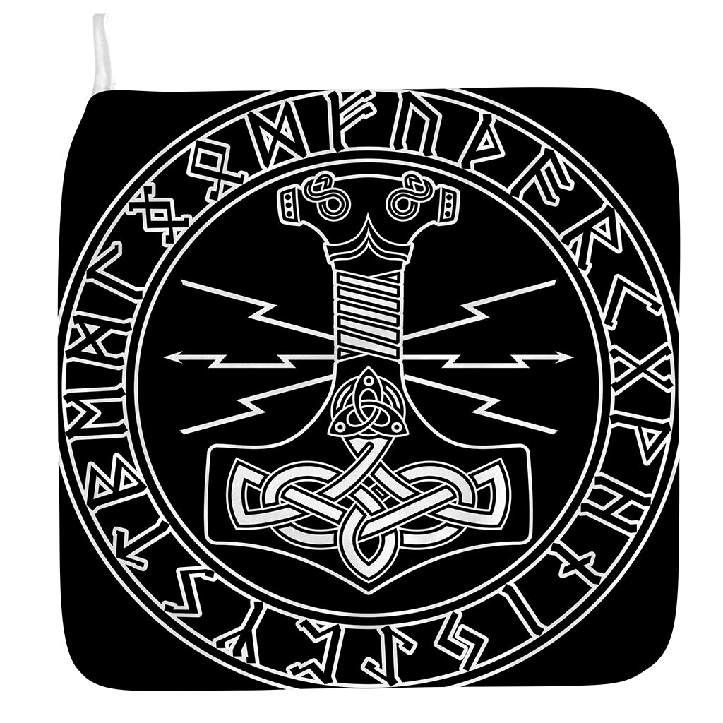 Mjolnir And Younger Futhark Print Hand Towel