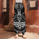 Mjolnir And Younger Futhark Print Harem Pants