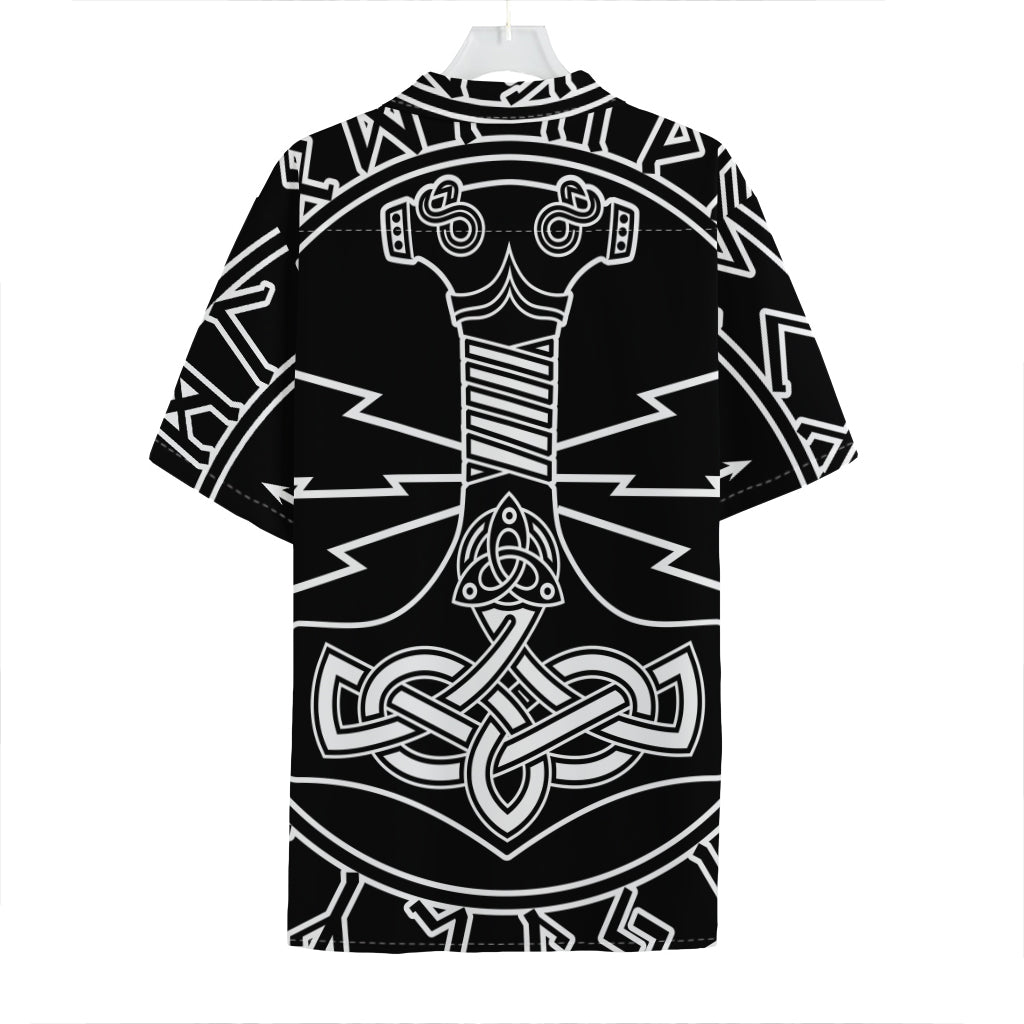 Mjolnir And Younger Futhark Print Hawaiian Shirt