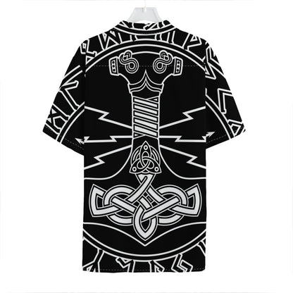 Mjolnir And Younger Futhark Print Hawaiian Shirt