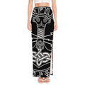 Mjolnir And Younger Futhark Print High Slit Maxi Skirt