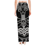Mjolnir And Younger Futhark Print High Slit Maxi Skirt