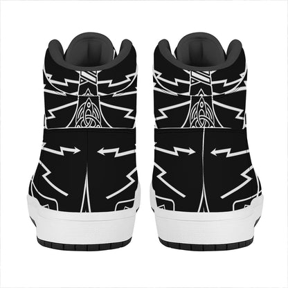 Mjolnir And Younger Futhark Print High Top Leather Sneakers