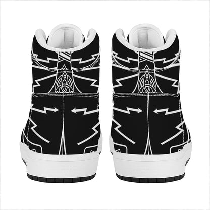 Mjolnir And Younger Futhark Print High Top Leather Sneakers