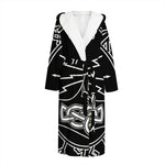 Mjolnir And Younger Futhark Print Hooded Bathrobe