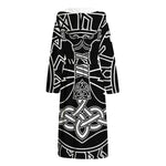 Mjolnir And Younger Futhark Print Hooded Bathrobe