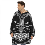 Mjolnir And Younger Futhark Print Hoodie Blanket