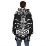 Mjolnir And Younger Futhark Print Hoodie Blanket