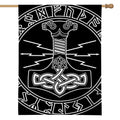 Mjolnir And Younger Futhark Print House Flag