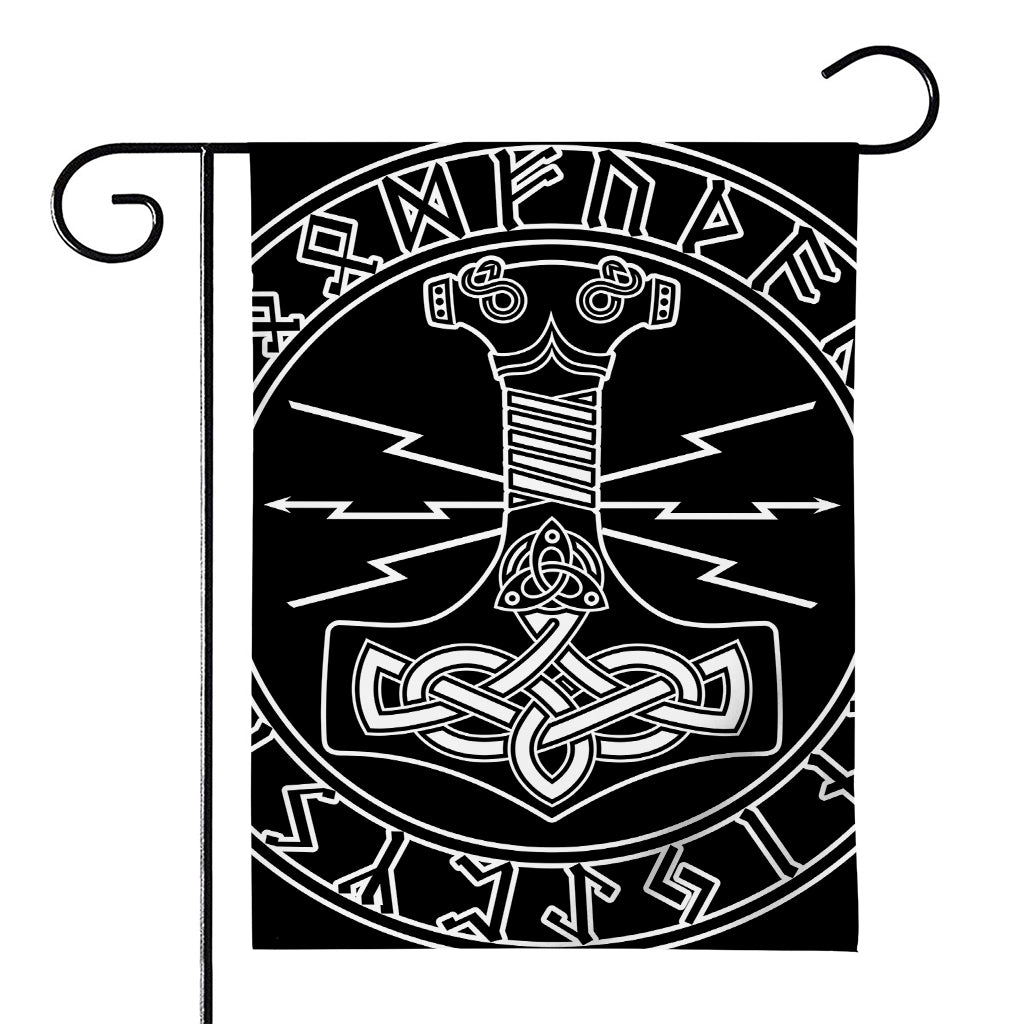 Mjolnir And Younger Futhark Print House Flag