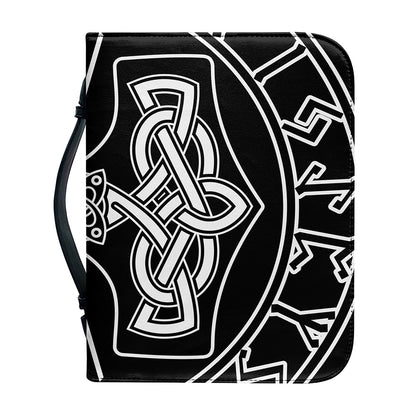 Mjolnir And Younger Futhark Print Leather Bible Cover