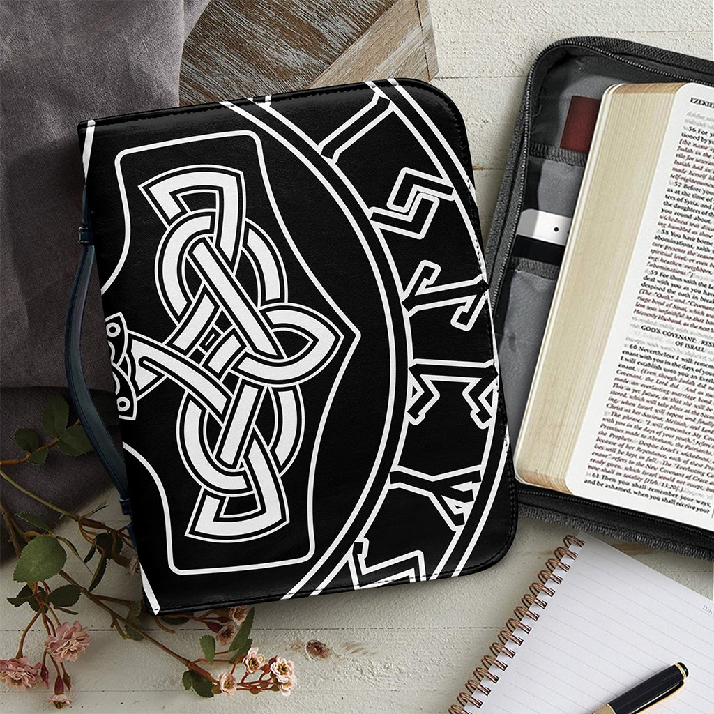 Mjolnir And Younger Futhark Print Leather Bible Cover