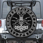 Mjolnir And Younger Futhark Print Leather Spare Tire Cover