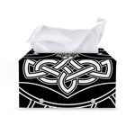 Mjolnir And Younger Futhark Print Leather Tissue Box Cover