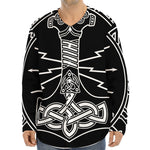 Mjolnir And Younger Futhark Print Long Sleeve Baseball Jersey