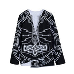 Mjolnir And Younger Futhark Print Long Sleeve Short Coat