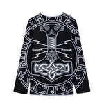 Mjolnir And Younger Futhark Print Long Sleeve Short Coat