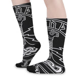 Mjolnir And Younger Futhark Print Long Socks