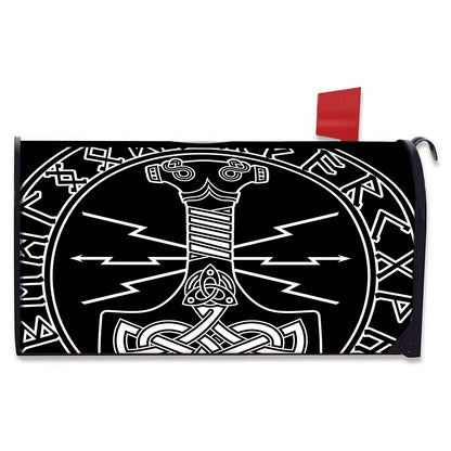 Mjolnir And Younger Futhark Print Mailbox Cover