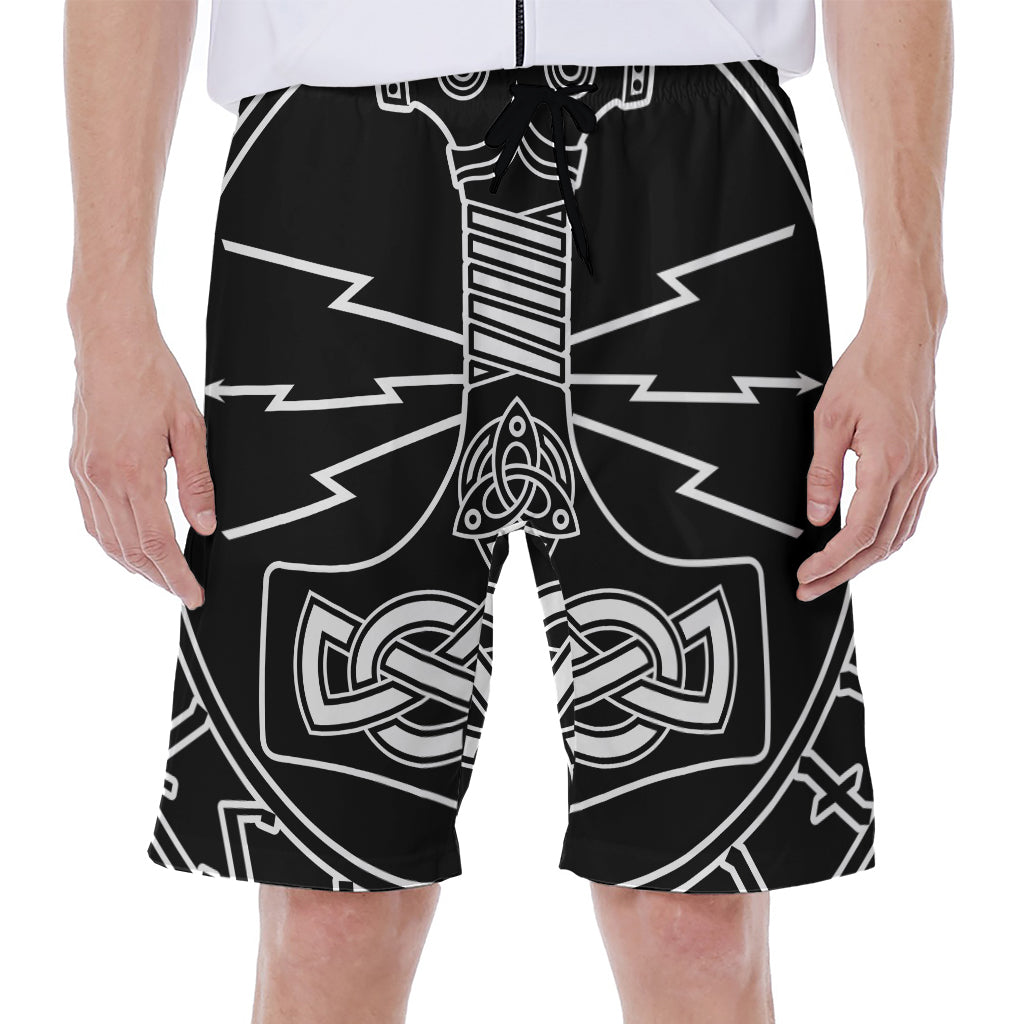 Mjolnir And Younger Futhark Print Men's Beach Shorts