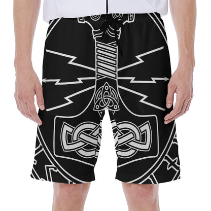 Mjolnir And Younger Futhark Print Men's Beach Shorts