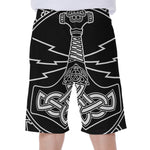 Mjolnir And Younger Futhark Print Men's Beach Shorts