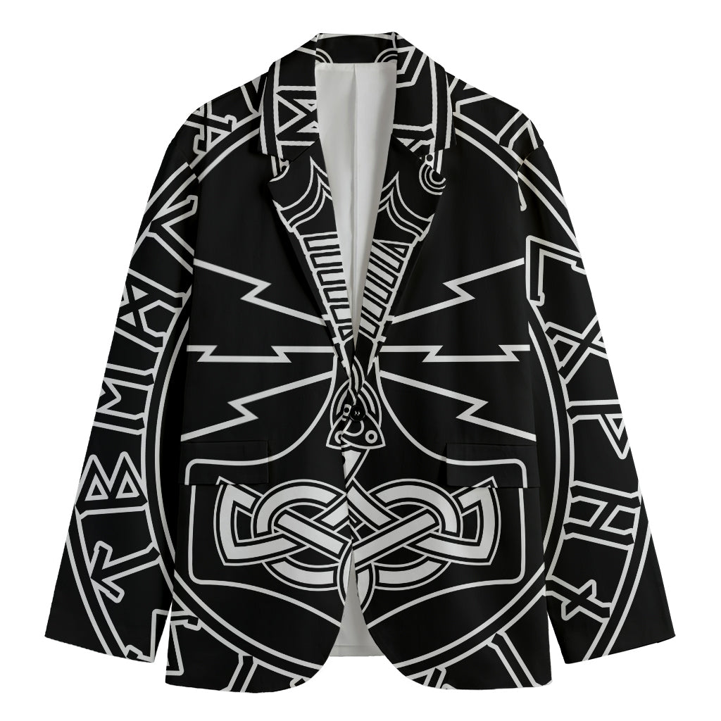 Mjolnir And Younger Futhark Print Men's Blazer