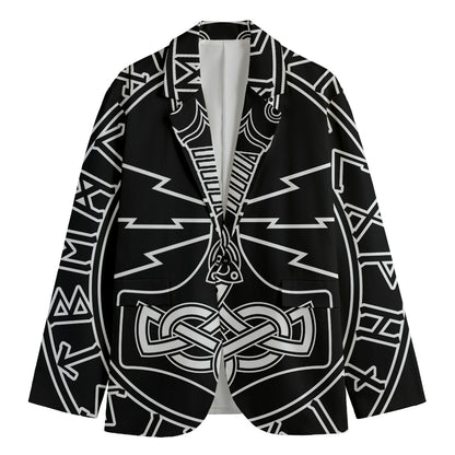 Mjolnir And Younger Futhark Print Men's Blazer